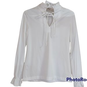 Vintage 70s Mardi Modes New York High Neck Collar Top Blouse Key Hole Neckline